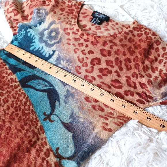 Mark Richards Collection Cashmere Multi Color Animal Abstract Print Pullover M - Picture 4 of 6